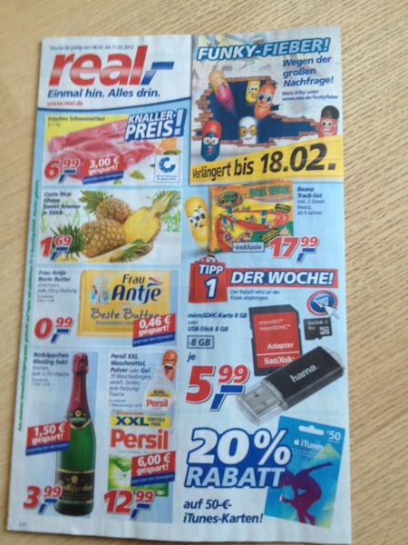 Nächste Woche: Reduzierte iTunes-Karten bei Real