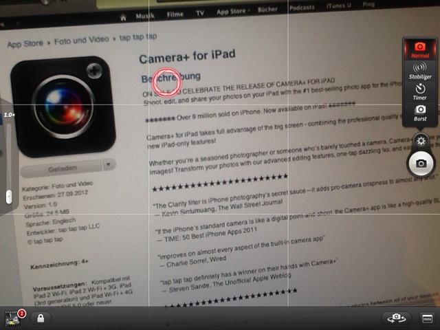 Kamera-Empfehlung Camera+: Neu fürs iPad, aktualisiert fürs iPhone