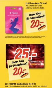 iTunes-Karten bei Medimax: Bis zu 36 Prozent Rabatt - appgefahren.de
