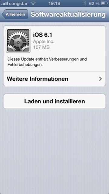 Apple veröffentlicht iOS 6.1 für iPhone, iPad und iPod touch