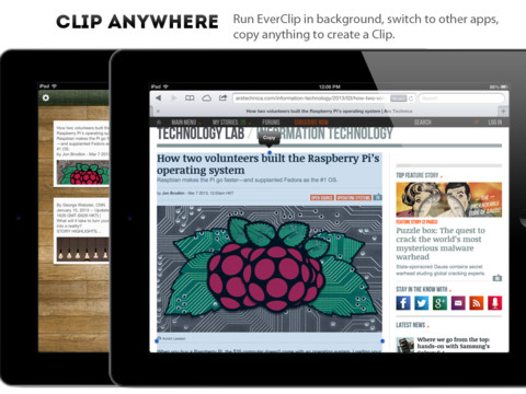 EverClip synchronisiert Text, Bilder oder Webseiten mit Evernote