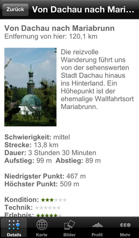 Menü des ADAC Wanderführer