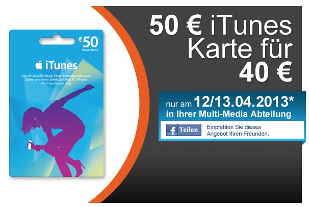 (Update) Müller & MediaMarkt: 50er iTunes-Karte für 40 Euro kaufen