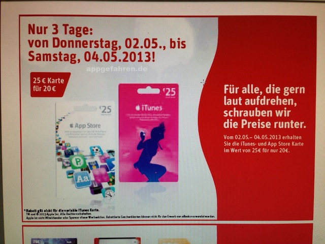 iTunes-Karten bei REWE reduziert