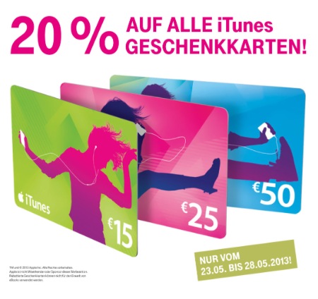 Reduzierte iTunes-Karten in Telekom-Shops