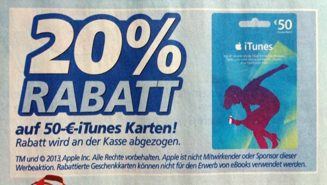 Ab Montag: Reduzierte iTunes-Karten bei Real
