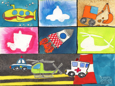 1a Kinderapp: Schön gezeichnetes Puzzle mit Fahrzeugen und Autos
