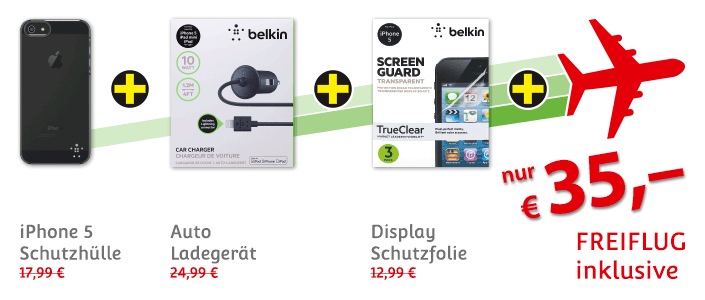 Belkin-Zubehör-Paket und Europa-Freiflug für nur 35 Euro