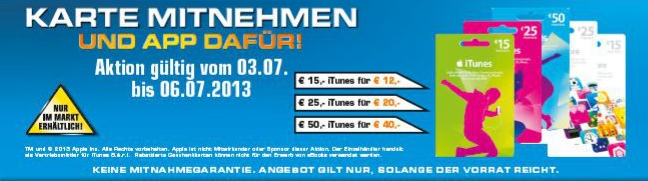 Saturn: 20% Rabatt auf alle iTunes-Karten