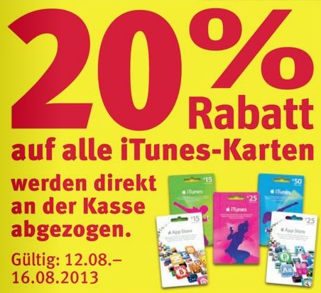 Ab Montag: Reduzierte iTunes-Karten bei Rossmann