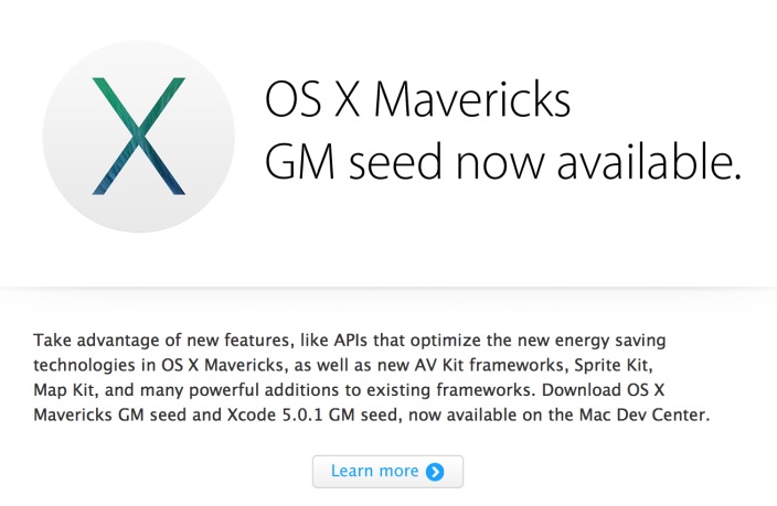 OS X Mavericks: Golden Master für Entwickler ausgeliefert