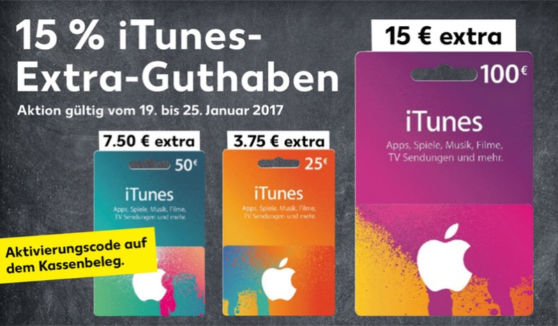 iTunes-Karten: Auch bei Kaufland 15 Prozent Bonus mitnehmen