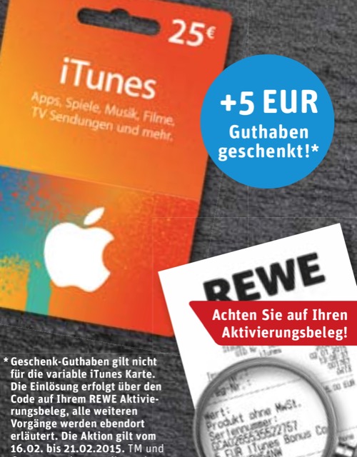 Ab Montag wieder 5 Euro iTunes-Bonus bei REWE