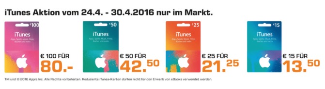 Saturn: Noch bis Samstag reduzierte iTunes-Karten