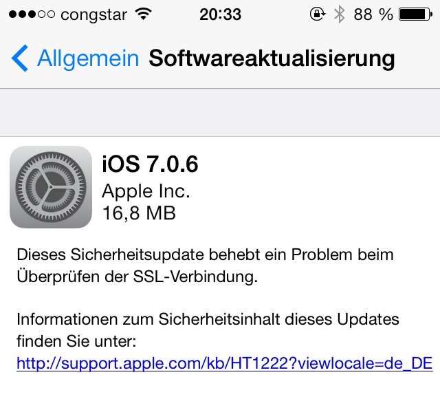 iOS 7.0.6: Apple veröffentlicht Sicherheitsupdate