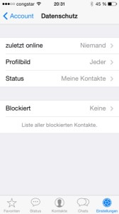 WhatsApp Datenschutz Einstellungen