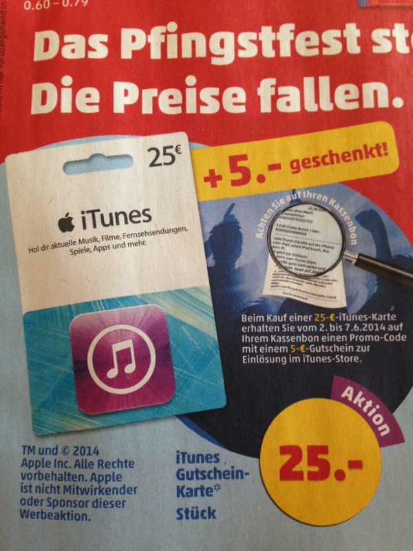 Ab Montag: Reduzierte iTunes-Karten bei Penny