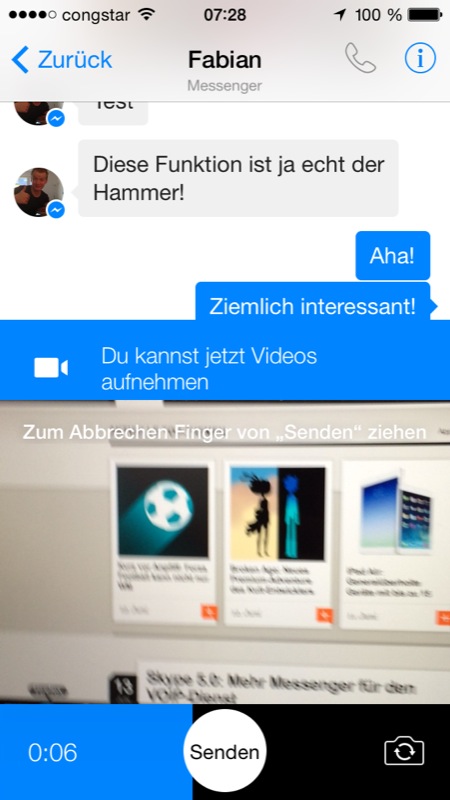 Facebook Messenger kann jetzt auch kleine Videos verschicken