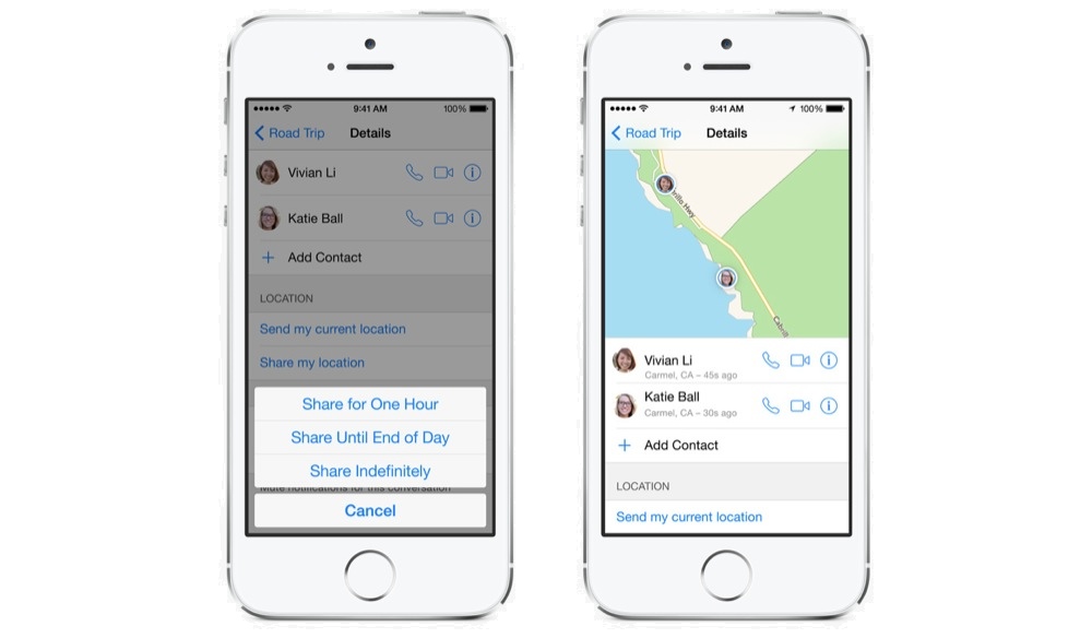 iOS 8 iMessage Standort teilen