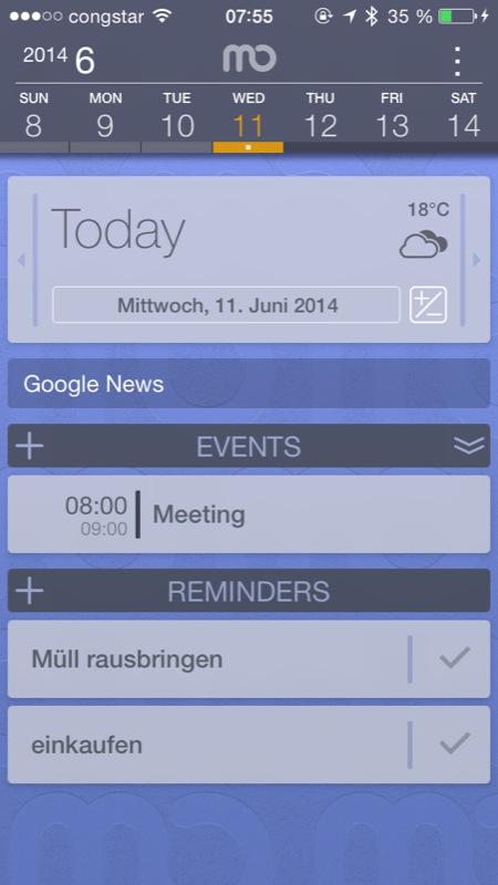 mo.Today: Kostenloser Kalender mit ToDo-Liste für das iPhone