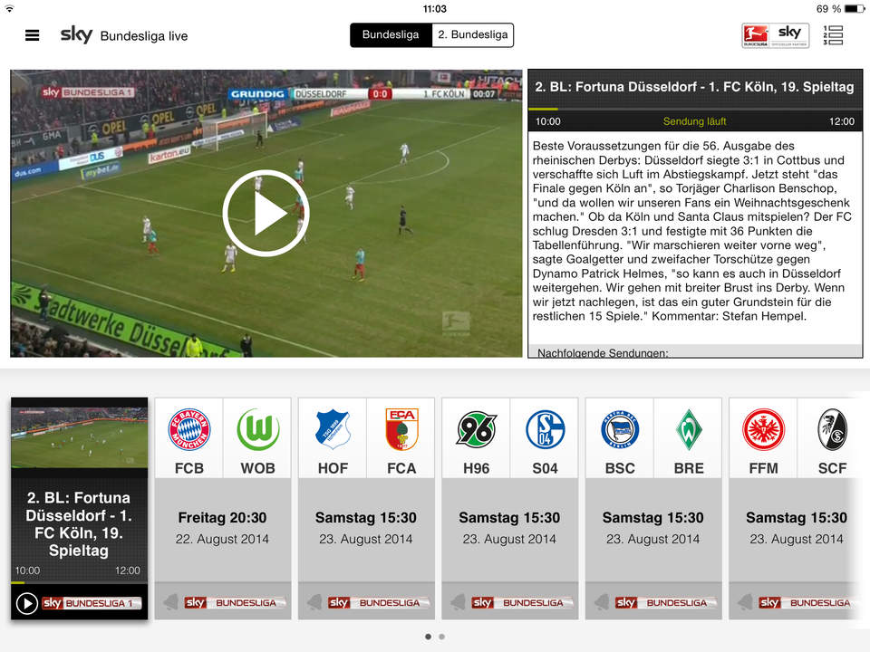 Die Bundesliga auf iPhone & iPad per App empfangen