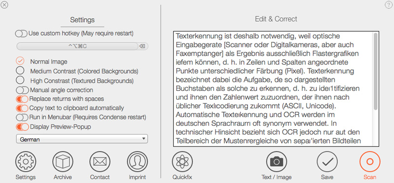 Condense: OCR-Anwendung mit einfachem Scan-Modus und 35 unterstützten Sprachen