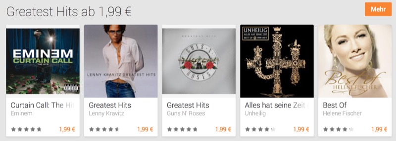 Greatest Hits ab 1,99 Euro: Tolle MP3-Alben bei Google im Angebot