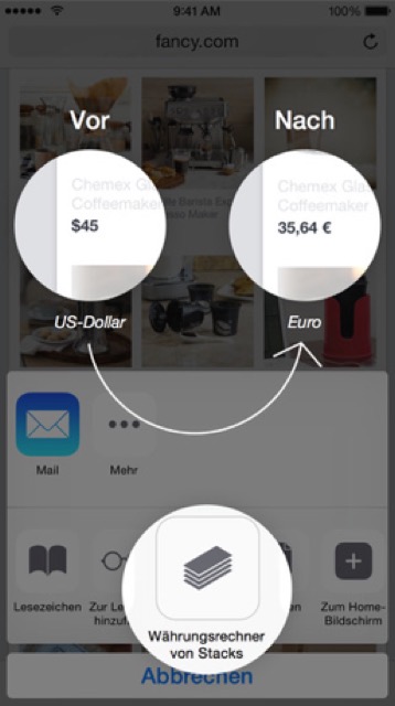 Stacks: Währungsrechner mit Safari-Erweiterung & Widget