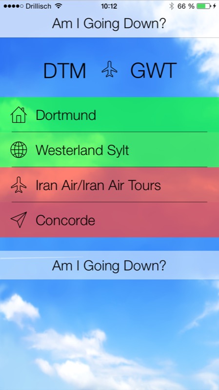 App zeigt Wahrscheinlichkeit für Flugzeugabsturz an: Am I Going Down?