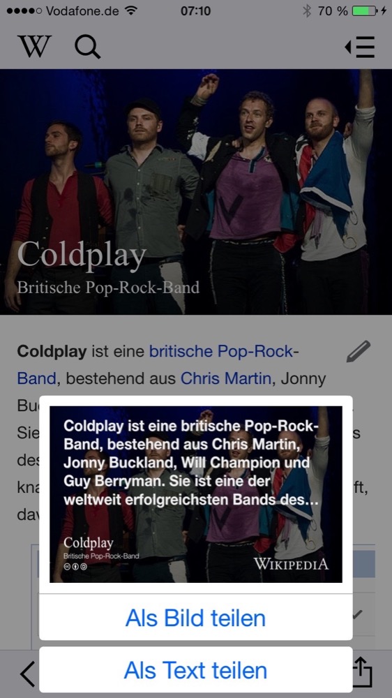 Offizielle Wikipedia-App verbessert Layout und Teilen-Optionen
