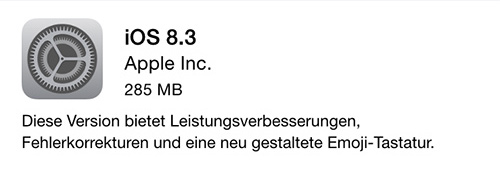 Apple veröffentlicht iOS 8.3 für iPhone und iPad