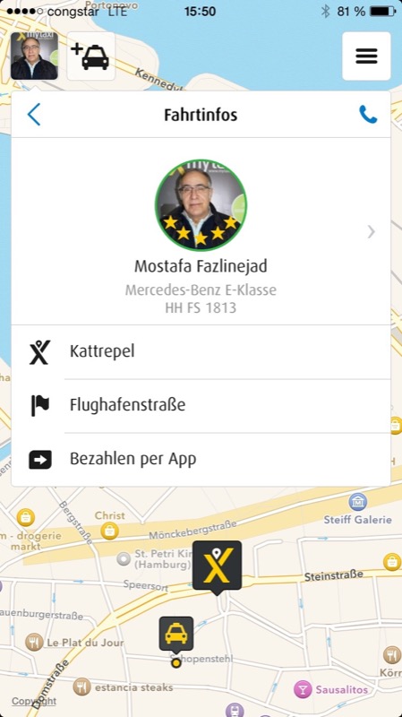 myTaxi: 50 Prozent Rabatt auf alle Fahrten bis 17. Mai