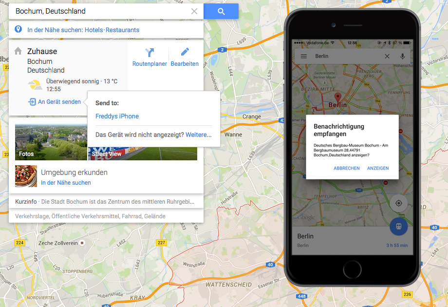 Google Maps: Orte vom Computer direkt an iPhone & iPad senden