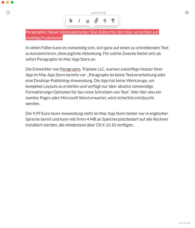 Paragraphs: Neuer minimalistischer Text-Editor für den Mac verzichtet auf unnötige Funktionen