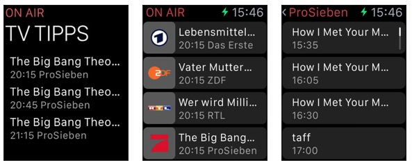 ON AIR: TV-Programm auf der Apple Watch abrufen