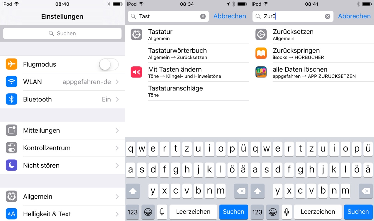 Kommt mit iOS 9: Einstellungen durchsuchen