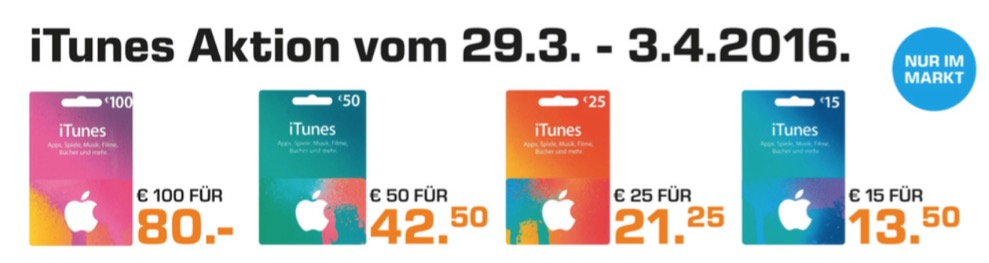 iTunes-Karten: Saturn bietet bis zu 20 Prozent Rabatt