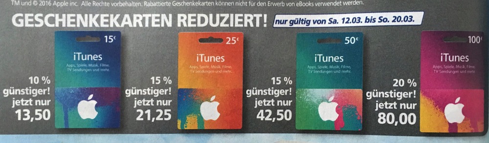 Ab Wieviel Jahren Darf Man Itunes Karten Kaufen Reduzierte iTunes-Karten bei Müller im März