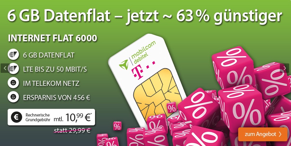 LTE-Datenflat bei Telekom & Vodafone: 6 GB wieder im Angebot erhältlich