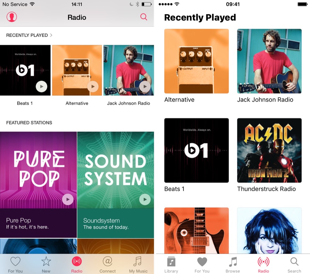 Apple Music iOS 10 Vergleich