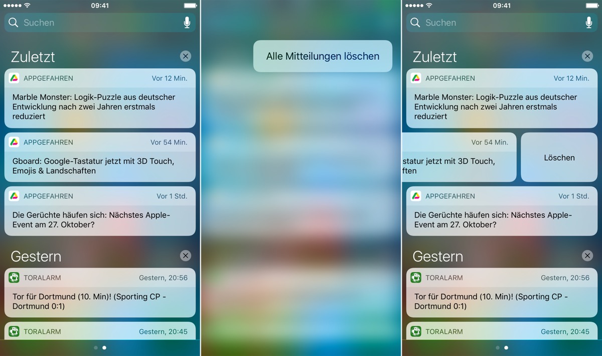 iOS 10 alle Mitteilungen loeschen