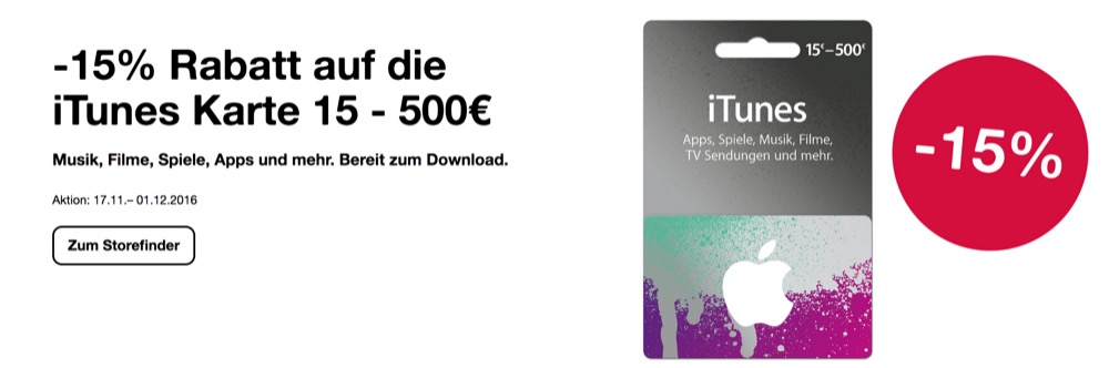 iTunes-Karten: Ab heute 15 Prozent Rabatt im Bahnhofsbuchhandel
