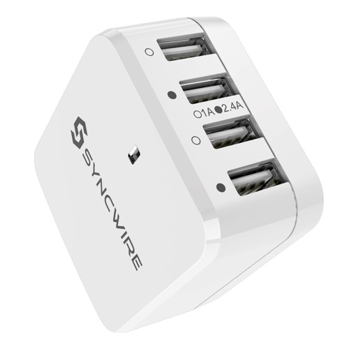 Syncwire 4 Port Ladegerät mit Reiseadapter für US, UK und EU für nur 12,79 Euro