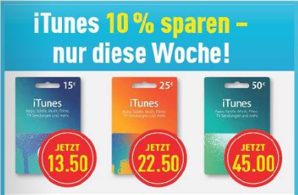 (Update) Reduzierte iTunes-Karten: 10 Prozent bei Edeka, 20 Prozent bei Medimax