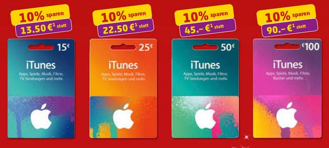 iTunes-Karten: Penny und Real bieten 10 Prozent Rabatt