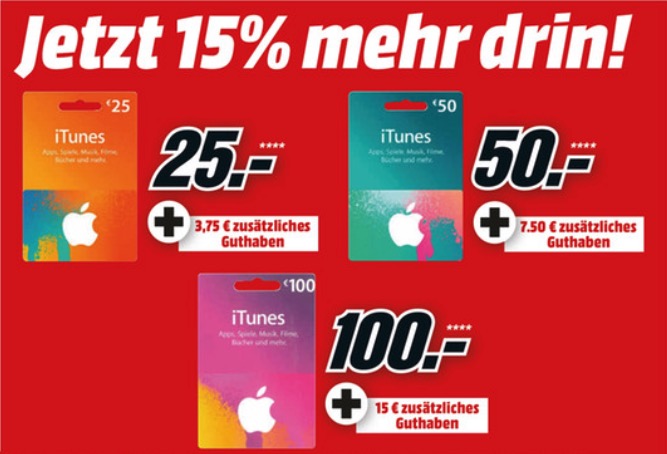 iTunes Karten bei Media Markt: 15 Prozent Bonus › Macerkopf