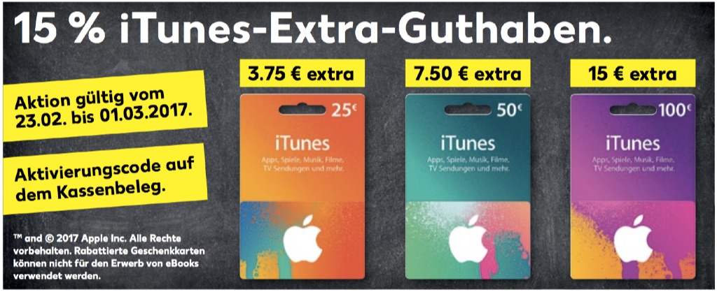 Diese Woche wieder 15% Rabatt auf iTunes Karten!