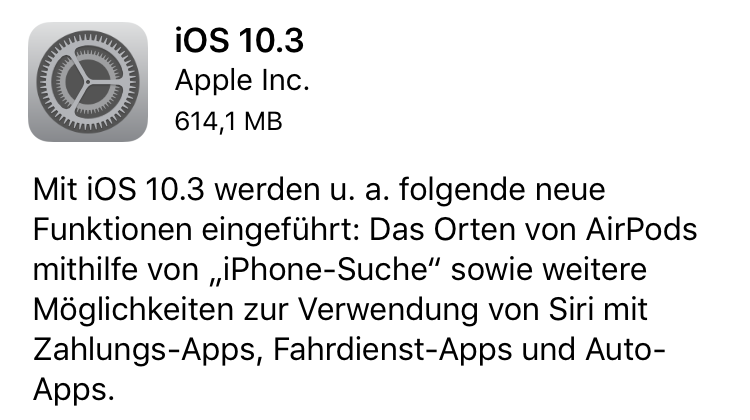 Apple veröffentlicht iOS 10.3, macOS 10.12.4, watchOS 3.2 und tvOS 10.2