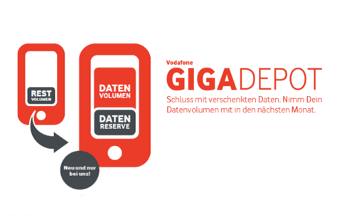 Vodafone GigaDepot: Ungenutztes Datenvolumen in den nächsten Monat mitnehmen
