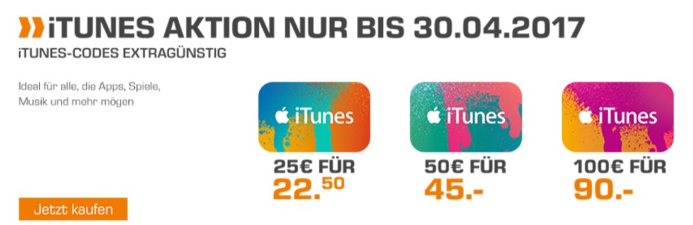 Digitales iTunes-Guthaben: Saturn bietet wieder unkompliziert 10 Prozent Rabatt an